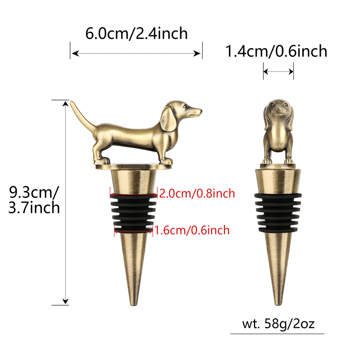 Long Dog Wine Bottle Stopper — view 2