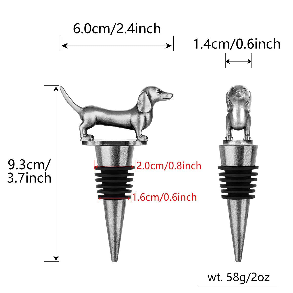 Long Dog Wine Bottle Stopper — view 3