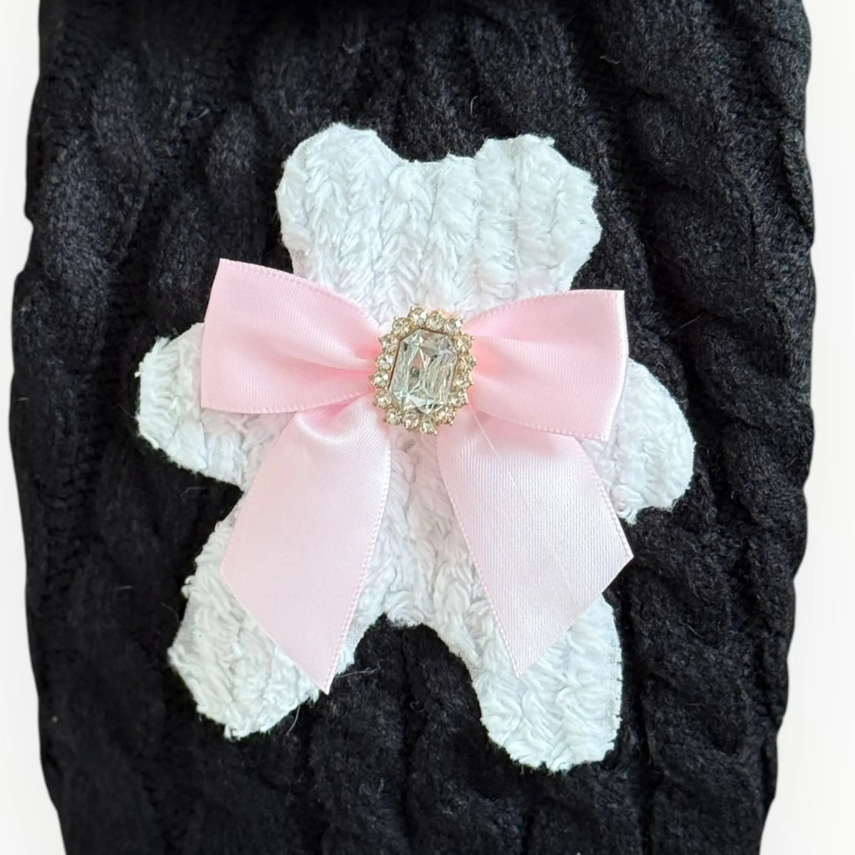 My Fuzzy Bear Bow Knit Dog Sweater